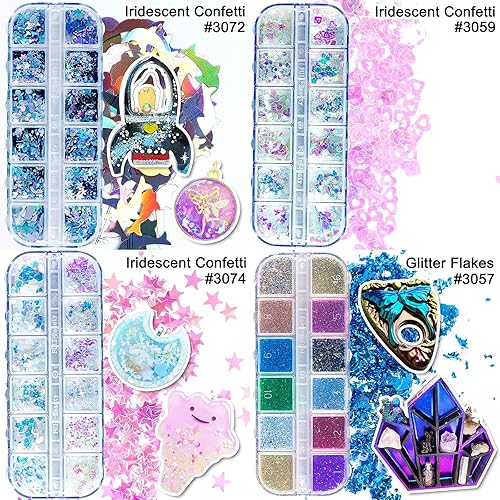 Miniatura 6 de Brillantinas iridiscentes, lentejuelas holográficas, copos láser, chips de aluminio, cuentas, polvos de pigmento cromado espejo, kit de fabricación