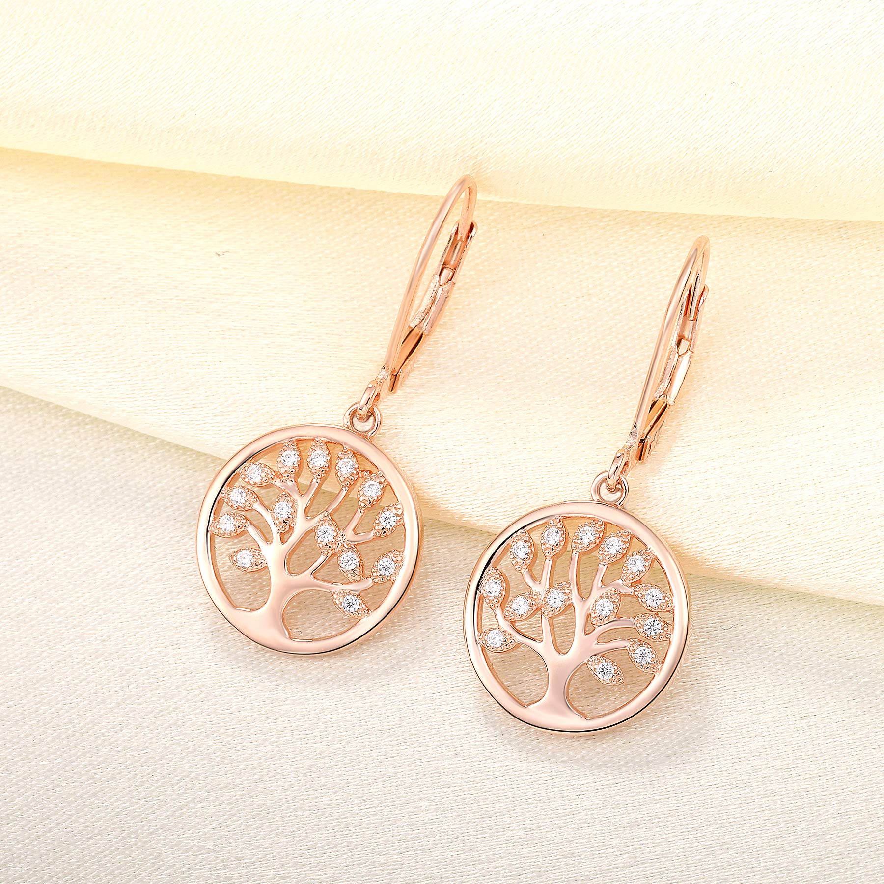 JO WISDOM Ohrringe Lebensbaum Ohrhänger Baum Des Lebens Yggdrasil Familie mit Zirkonia Geburtsstein Schmuck für Damen