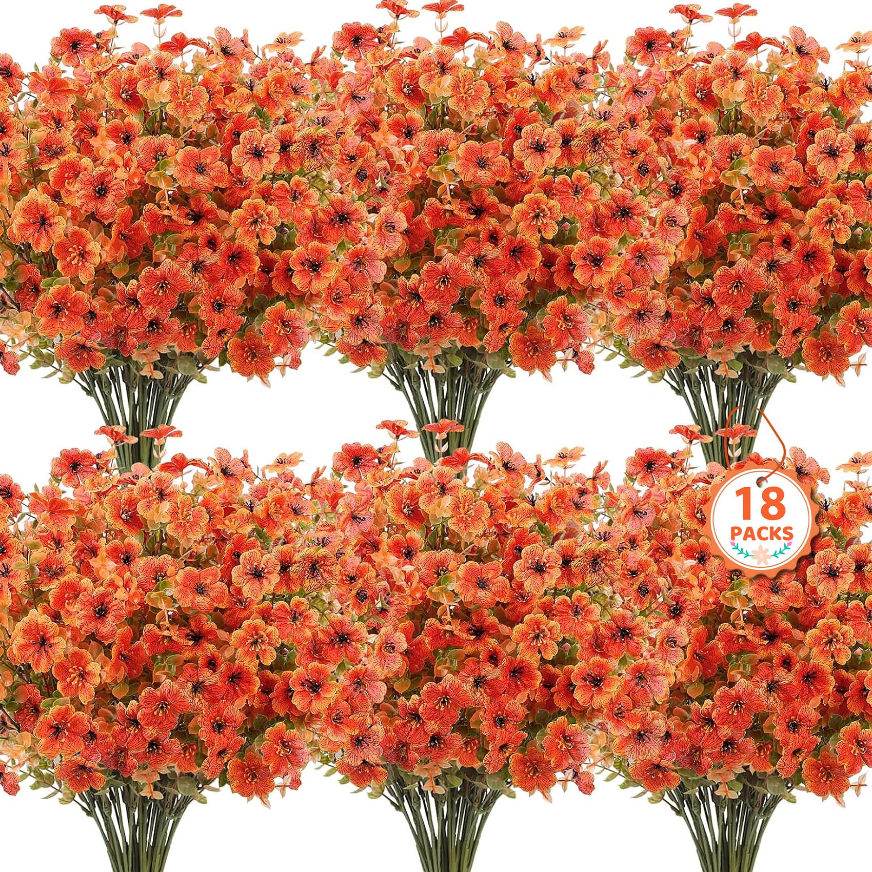 Woltoy 18Pcs Autumn Artificial Flowers UV Resistant and No Fade Silk Plants