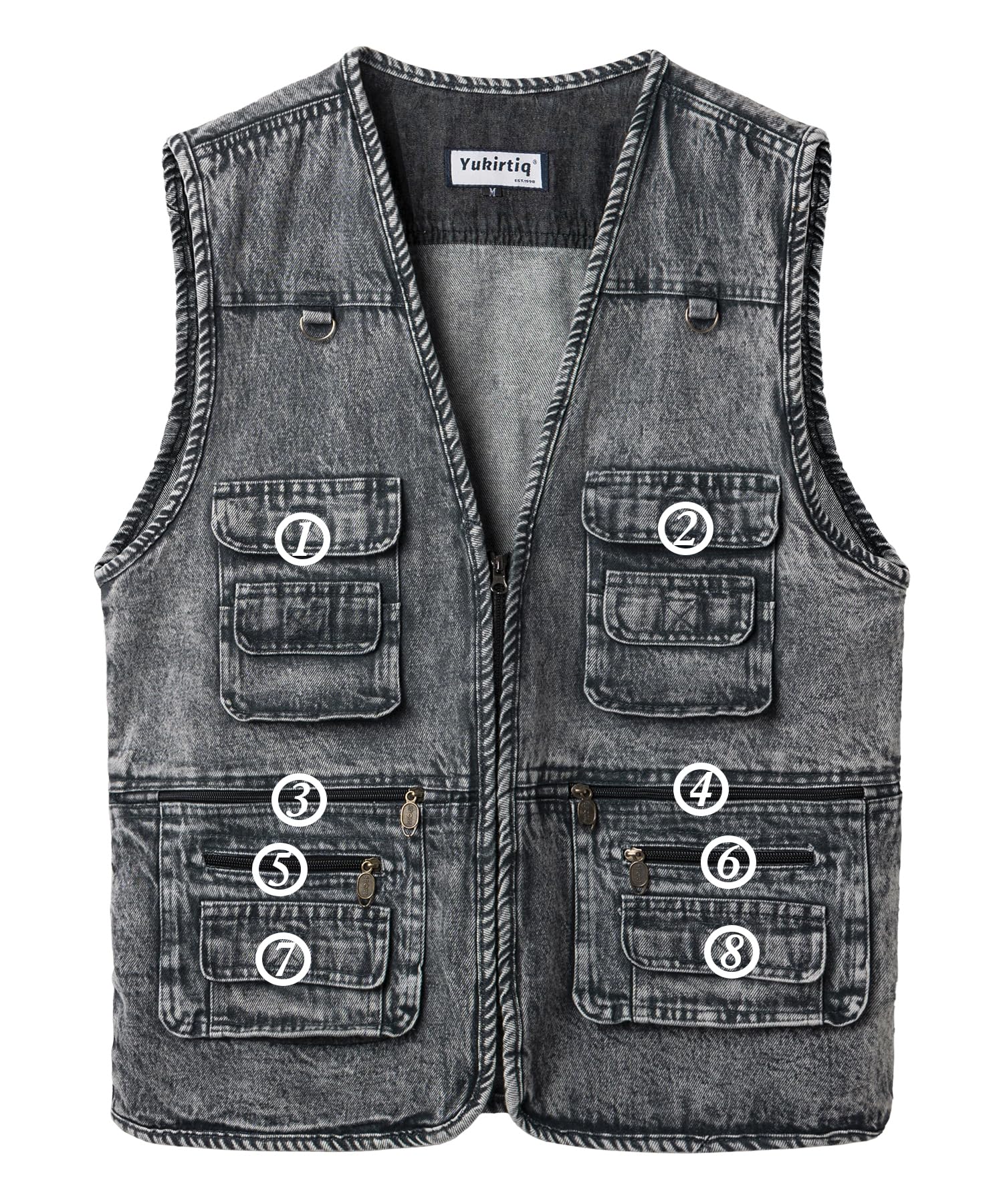 Gilet di Jeans da Uomo Multitasche Giacca Jeans Senza Maniche Retro Vintage Gilet Denim Smanicato Jeans