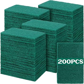 Hoolerry 200 Pcs Heavy Duty Scouring Pads Bulk for Kitchen Dish, Green