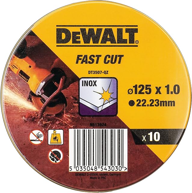 Lata con 10 discos de Corte de Alto desempeño para Acero INOX 125 x 1 x 22.23mm