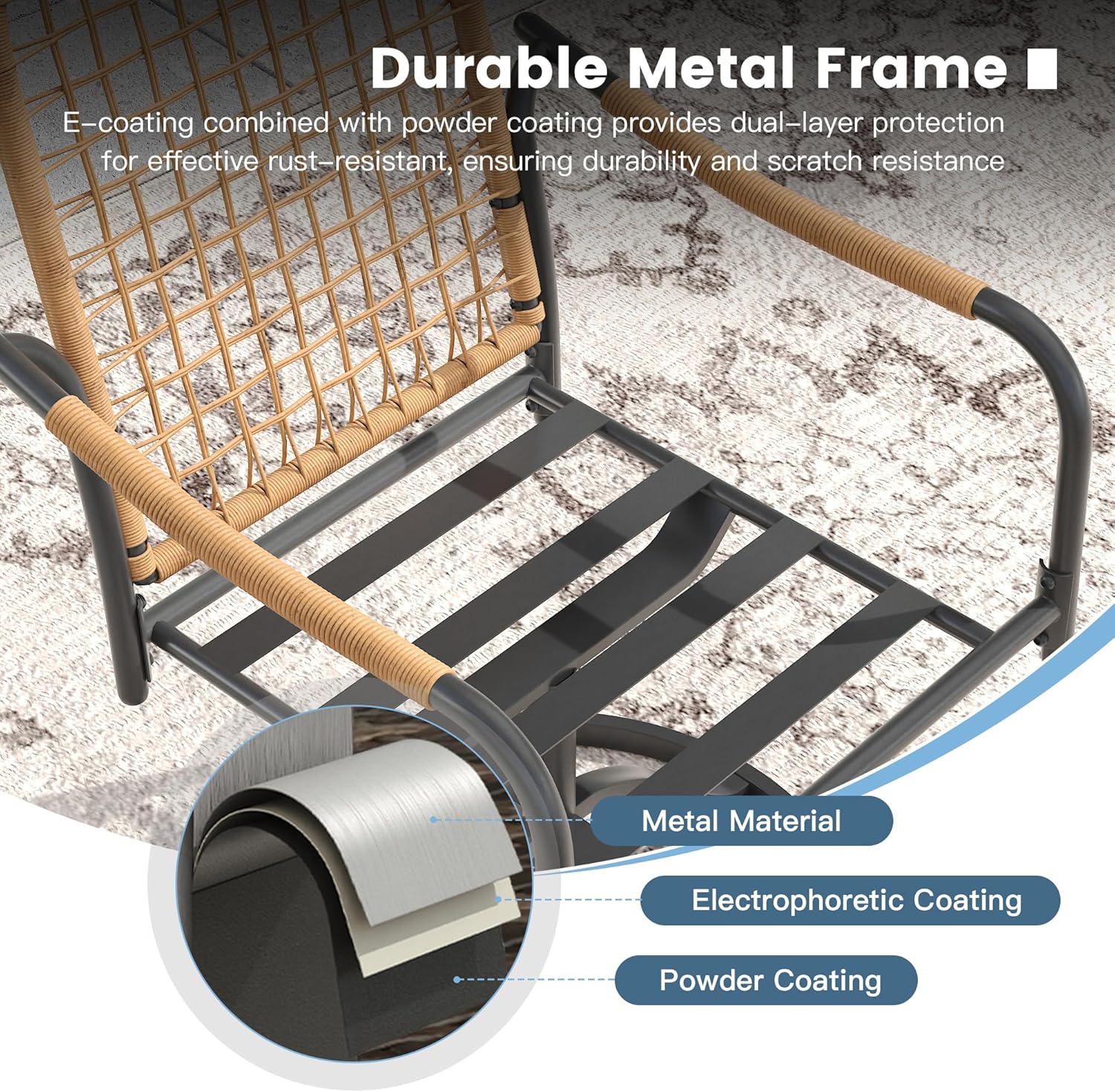 DIFY Wicker Swivel Patio Chairs Set of 4, Woven Rattan Outdoor Dining Chairs with Soft Seat Cushion and Metal Frame for Garden, Backyard, Poolside, Wheat