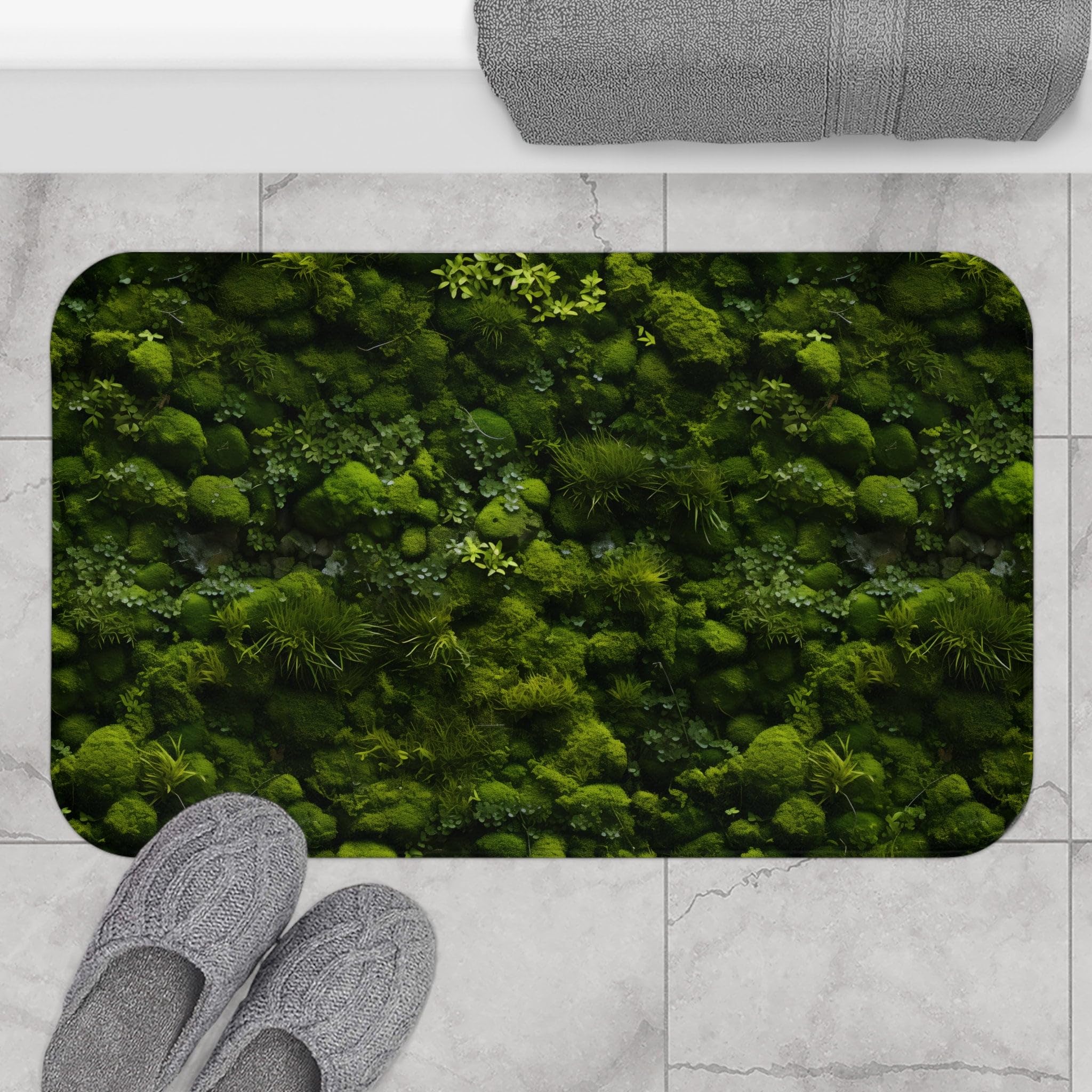 Moss Bath Mat Cute Moss Rug Bath Mat Absorbent Live Moss Bath Mat Green Moss Spa Bath Mat Terrarium Moss Bath Mat Nature Theme Bathroom Rug Flannel