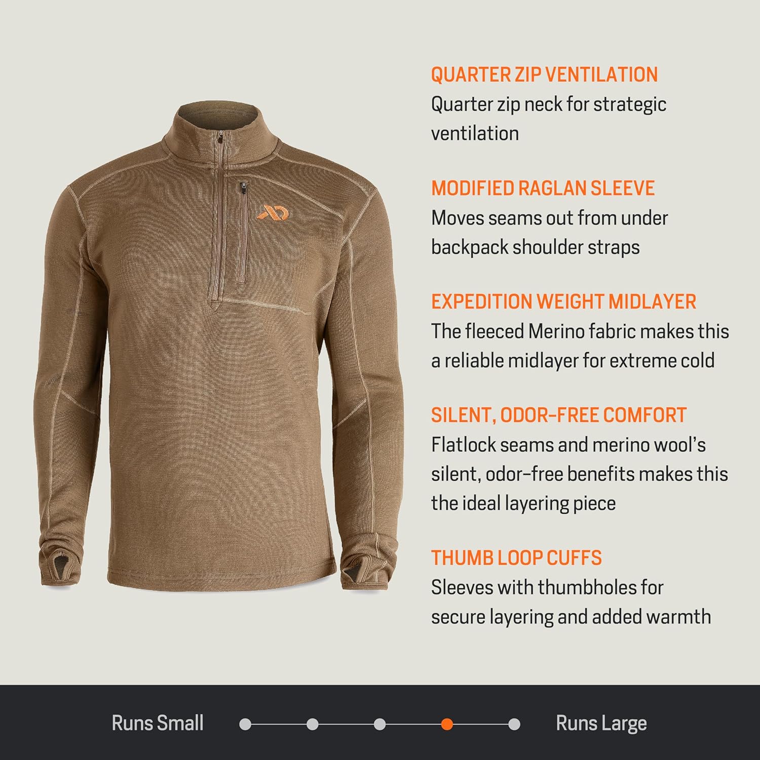 First Lite Men's Furnace Quarter Zip - Merino Wool Fleece Camo Hunting Long Sleeve, Insulated Midlayer, Hunting Gear For Men - Image 6