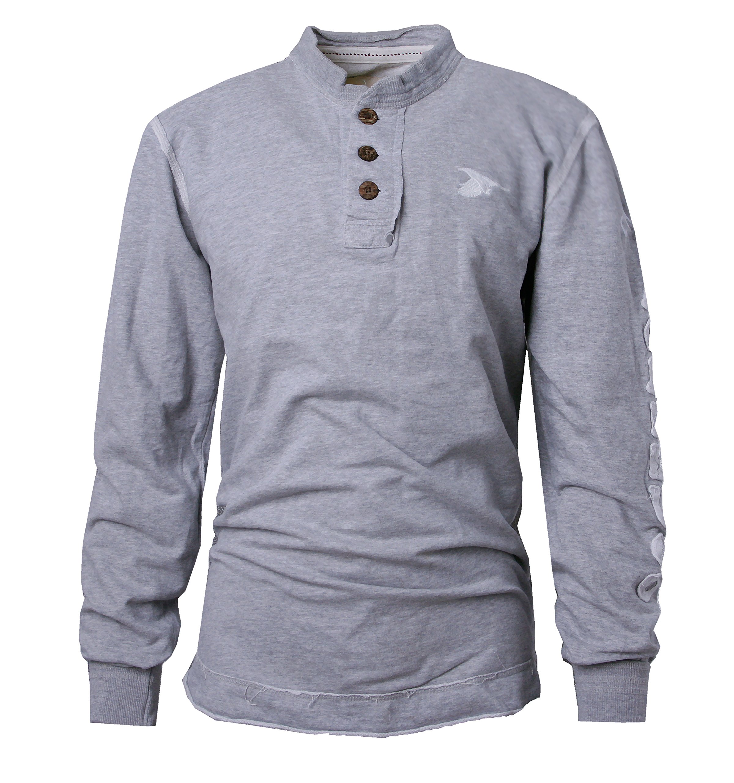 Majeclo Henley Long Sleeve Comfortable Slim Fit Casual Season Shirts (large, grey)