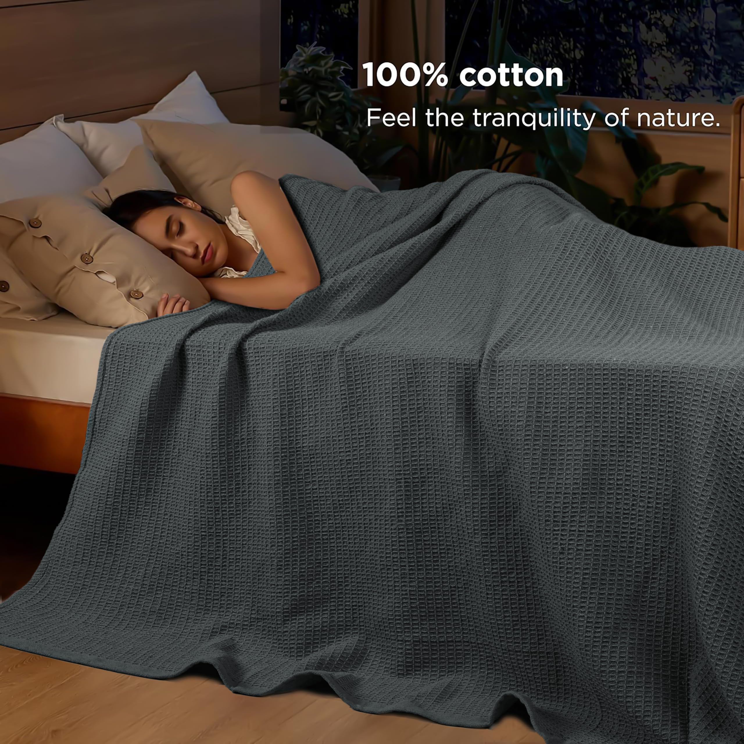 高級感のあるブランケットorベッドオーバーカバー Amazon｜100 %ソフトプレミアムCombed Cotton – Thermal Blanket