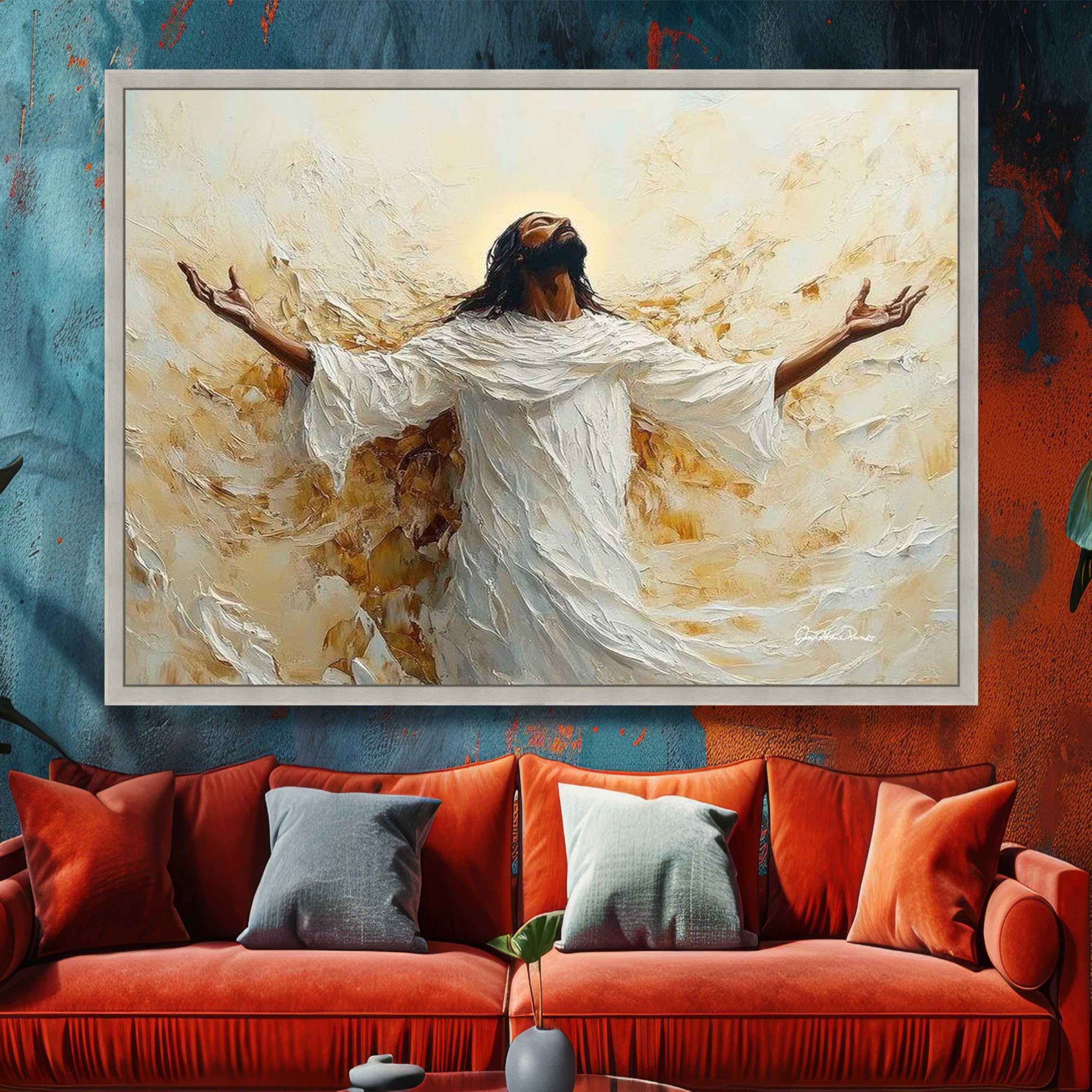 CAOXTART Inspirujący obraz na płótnie, sztuka ścienna z Jezusem, obraz religijny, wiara i nadzieja, plakaty i wydruki, chrześcijańska dekoracja domu (70 x 110 cm)
