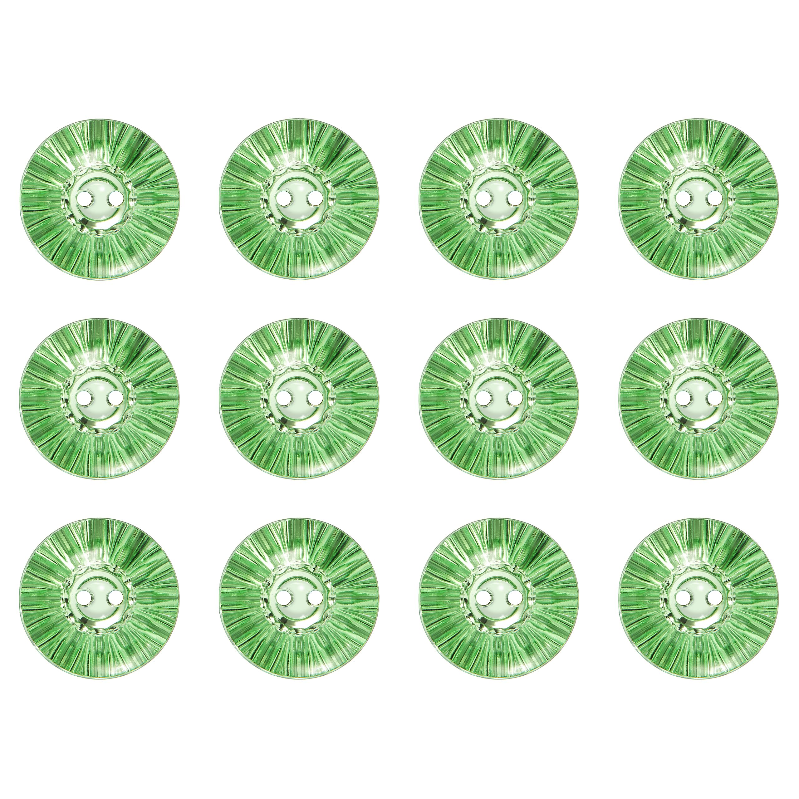 Pack of 12 Mint Green 15mm Acrylic 2 Hole Buttons for Sewing on Clothing Crafts Shiny Embellishments