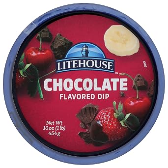 Litehouse Chocolate Dip | Chocolate flavored dip in a 16 ounce tub for fruit desserts pretzels baking and everyday snacking.