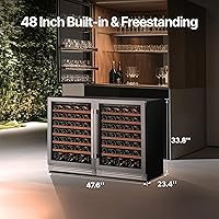 Vista 4 de Ca'Lefort 24 Inch Wine Fridge Bundle, 122 Bottles Large Capacity 40-65°F Temp Control, Adjustable Shelves, Glass Door & 3-Color LED, Built-in or
