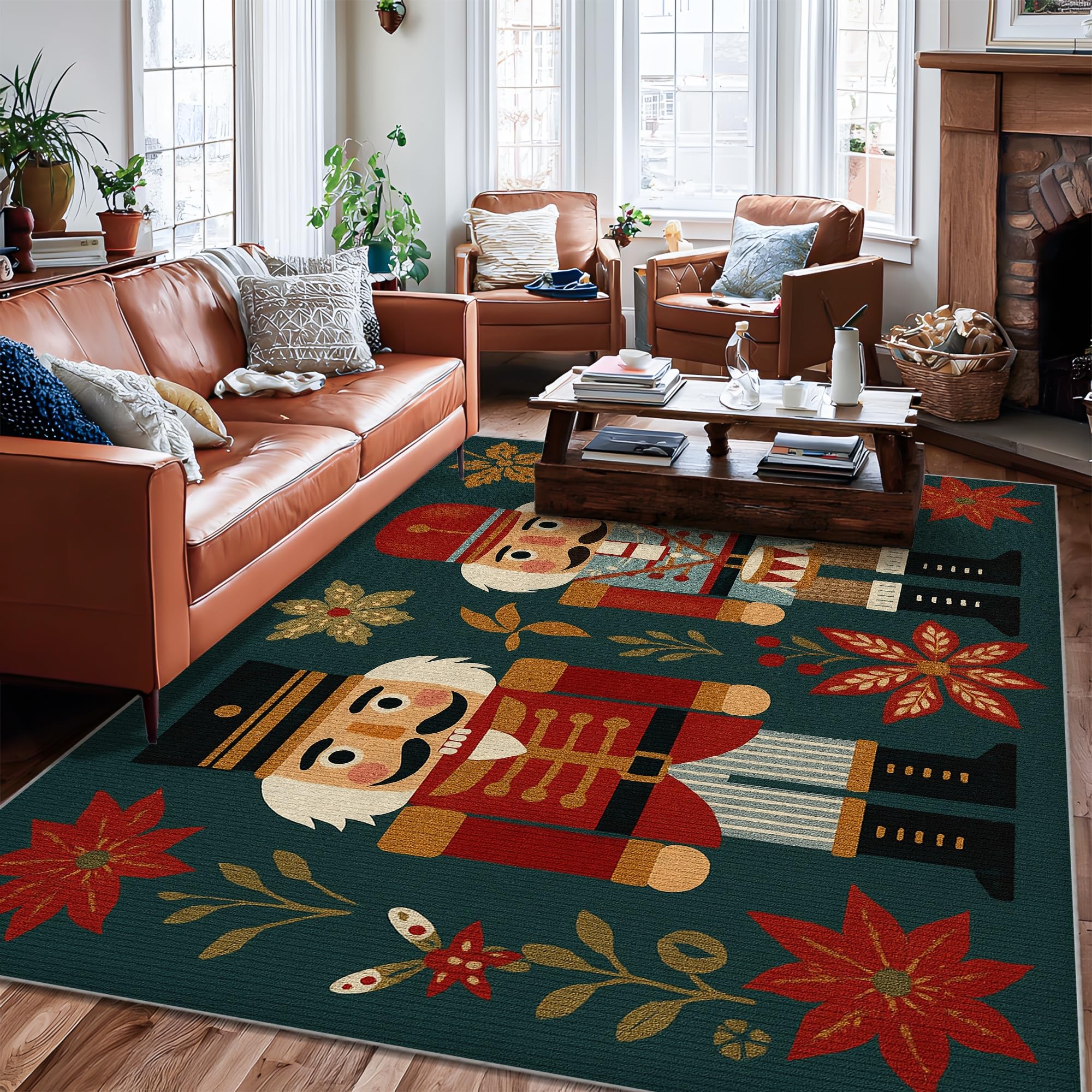 Tapis de Noël à poils courts résistant et durable pour chambre