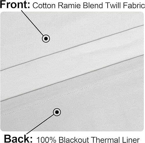 Miniatura 4 de Vision Home Cortina opaca blanca plisada con forro opaco de algodón Ramio con aislamiento térmico para oscurecer la habitación, cortina para ventana