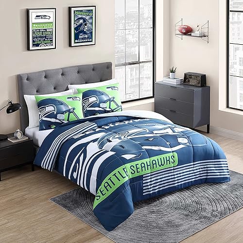 Sweet Home Collection Juego de edredón de la NFL con licencia oficial de la lujosa alternativa de plumón con fundas de almohada, estampado del