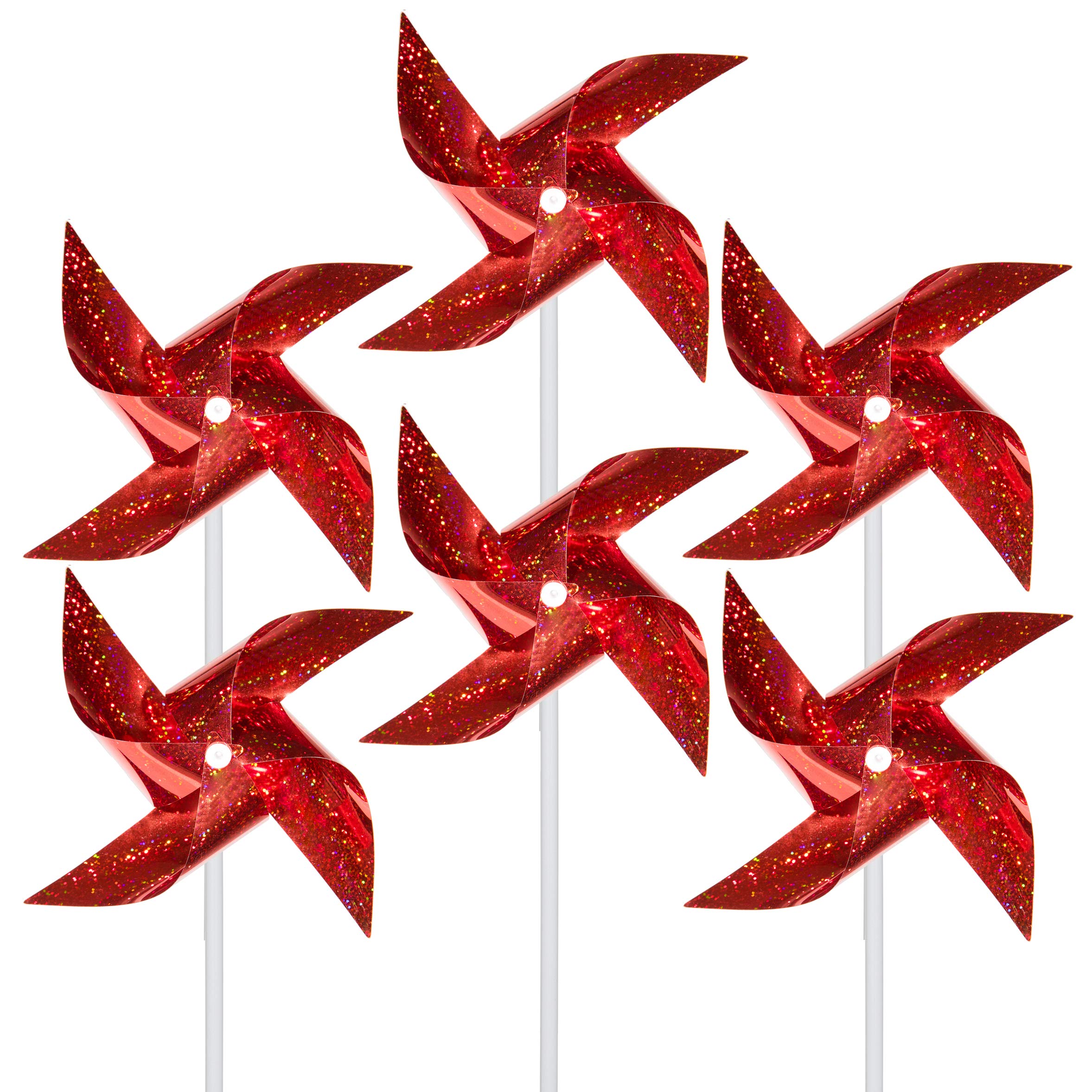 Tsocent Pinwheels (Pack of 24) - Toy Wind Spinners and Party Favors Gifts for Kids, Outdoor Decorational Pinwheels for Yard and Garden (Red)