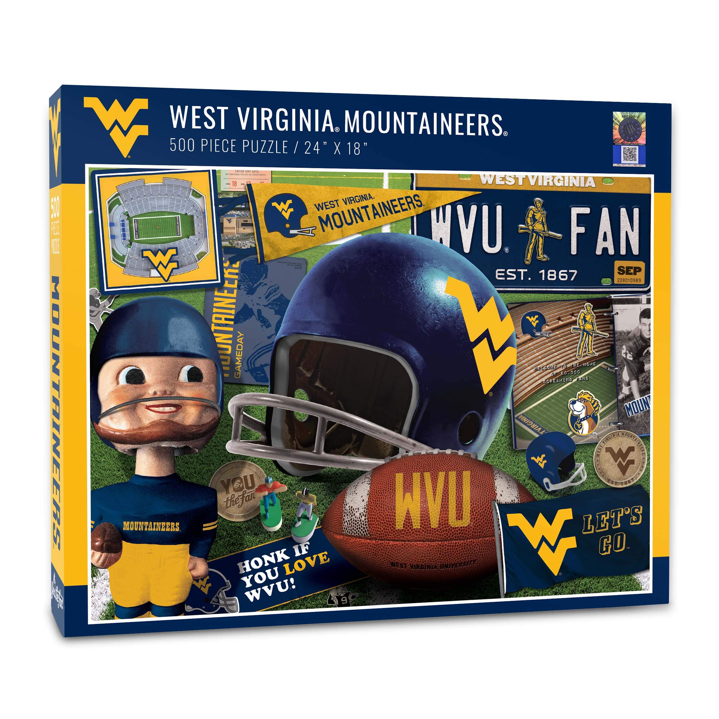 YouTheFan NCAA W Virginia Mountaineers Retro Series Puzzle - 500 Pieces