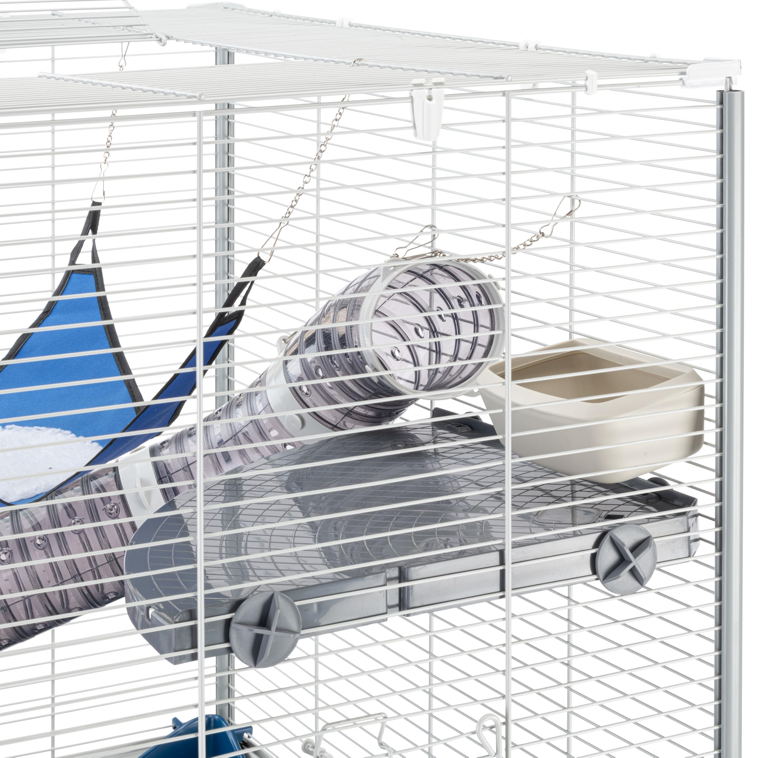 Ferplast Gabbia Roditori FURET XL per Furetti, Cincillà, in Metallo, Accessori Inclusi: Mangiatoia, Beverino, Toilette ad Angolo, Amaca, Ripiani, Scaletta, Set Tubi. 80x75xh86,5cm