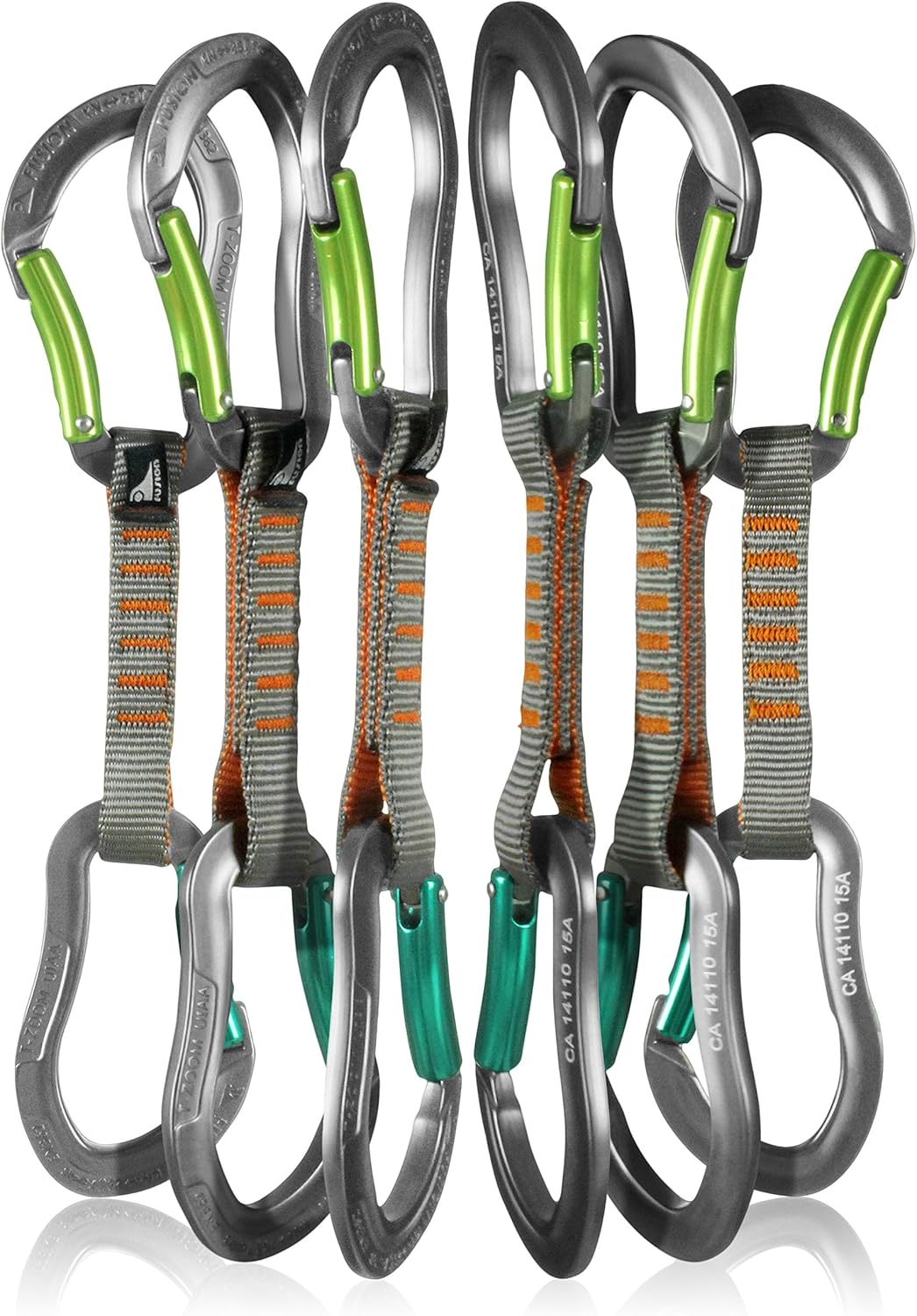 Fusion Climb 6-Pack 11cm Quickdraw Set with Techno Zoom Green Bent Gate Carabiner/Techno Zoom Apple Green Bent Gate Carabiner : Sports & Outdoors