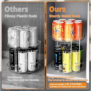 2 Tier Lazy Susan Turntable for Cabinet,Countertop,Pantry,9.5W Spinning Seasoning Organizer,Double Rotating Kitchen Spice Rack Organizer and Condiments,Medicine,Vitamin Bottle Organizer Carousels,2Pc