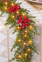 Vista 2 de Guirnalda de Navidad de 6.5 pies con luces en forma de estrella, decoraciones de Navidad preiluminadas, guirnalda iluminada con batería, decoración