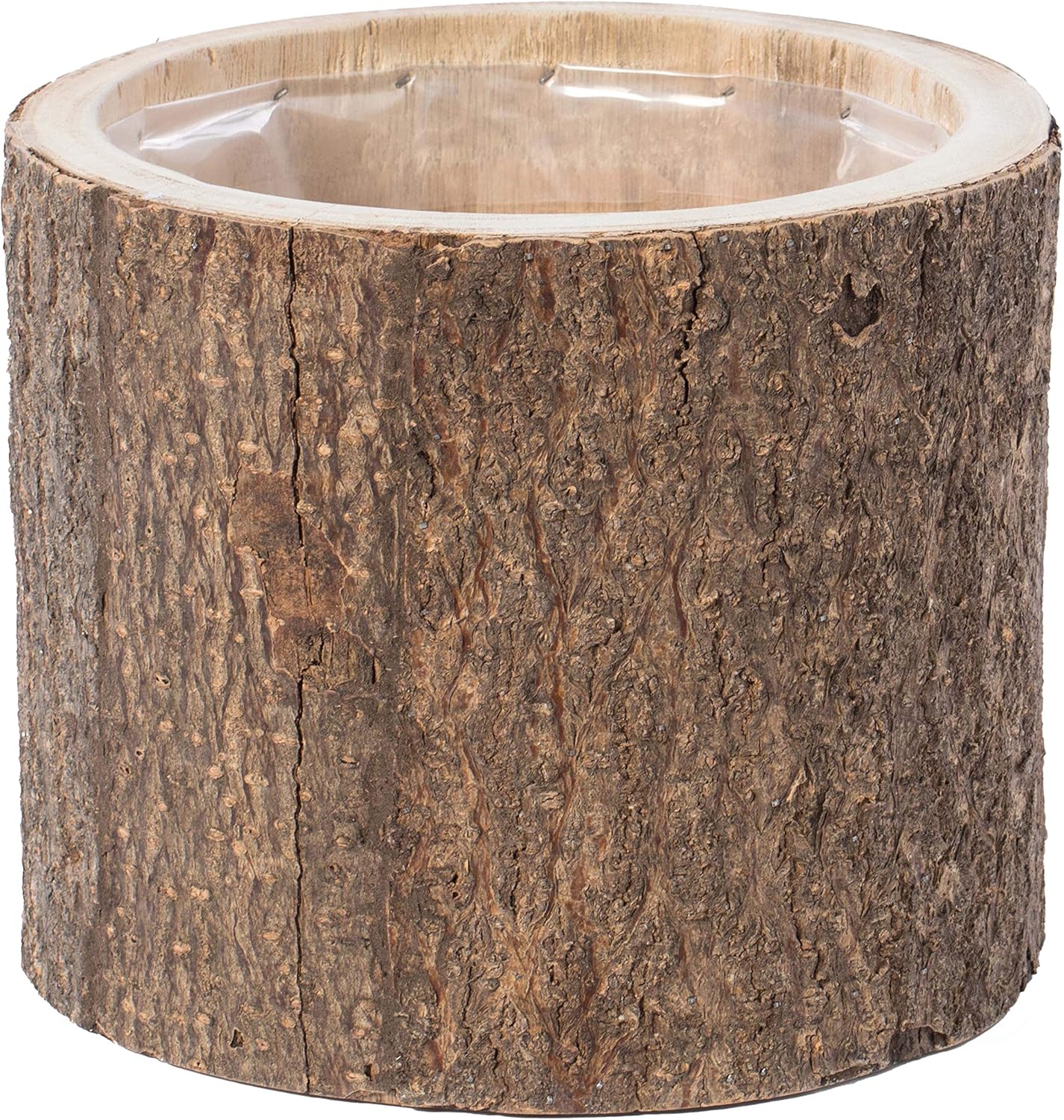 Vintiquewise Wooden Stump Tree Branch with Bark Succulent Planter Pot Flower Shelf