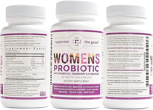 Miniatura 9 de Probiotic - para mujeres, 60 unidades, 6 mil millones de CFu con arándano, D-manosa, vitamina D3 Los mejores probióticos para mujeres, proporciona