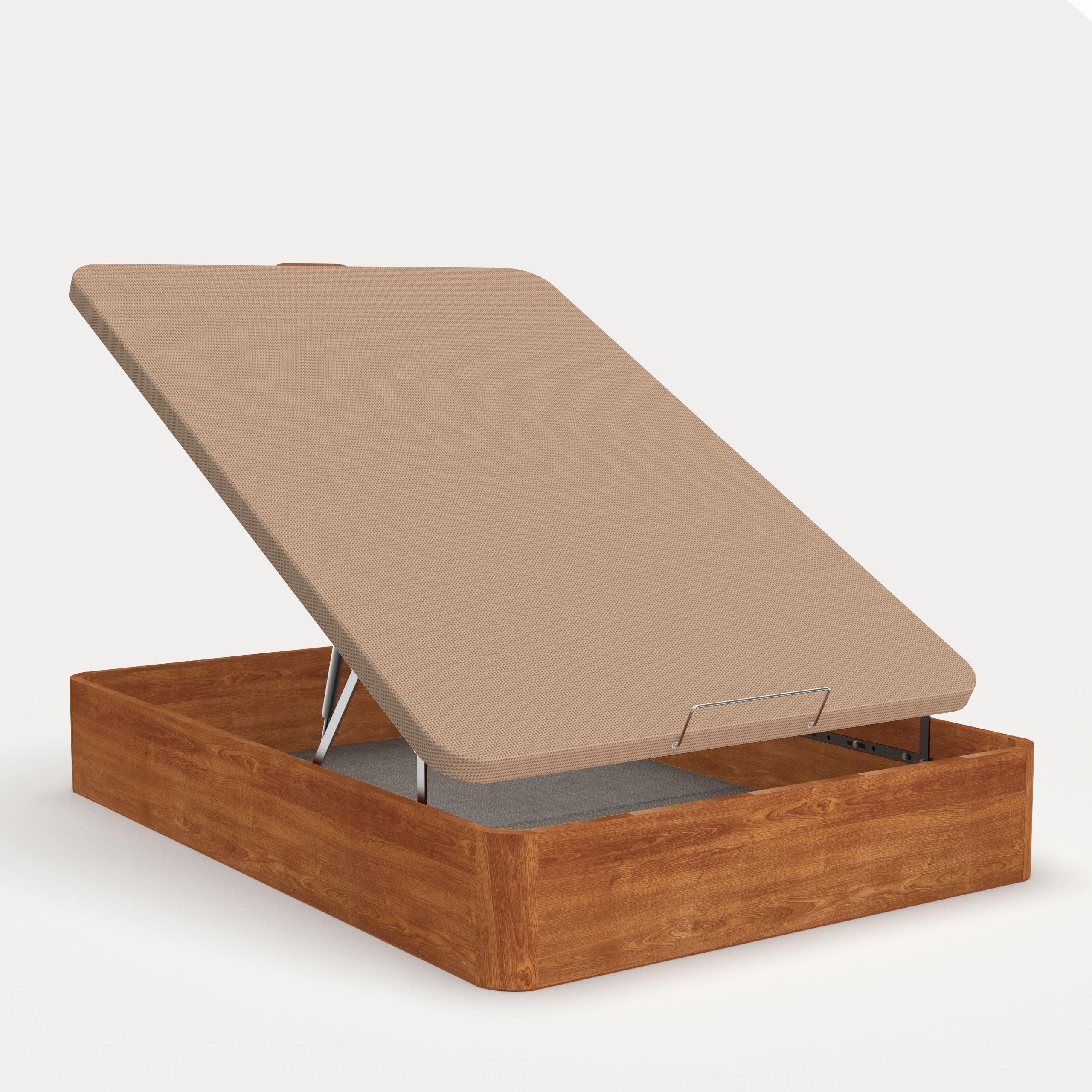 Canapé de Madera Abatible Gran Capacidad · Gran Capacidad; Cajón Madera; Cajón Cerezo; Tapa Crudo; Tejido 3D Transpirable · 140x200cm