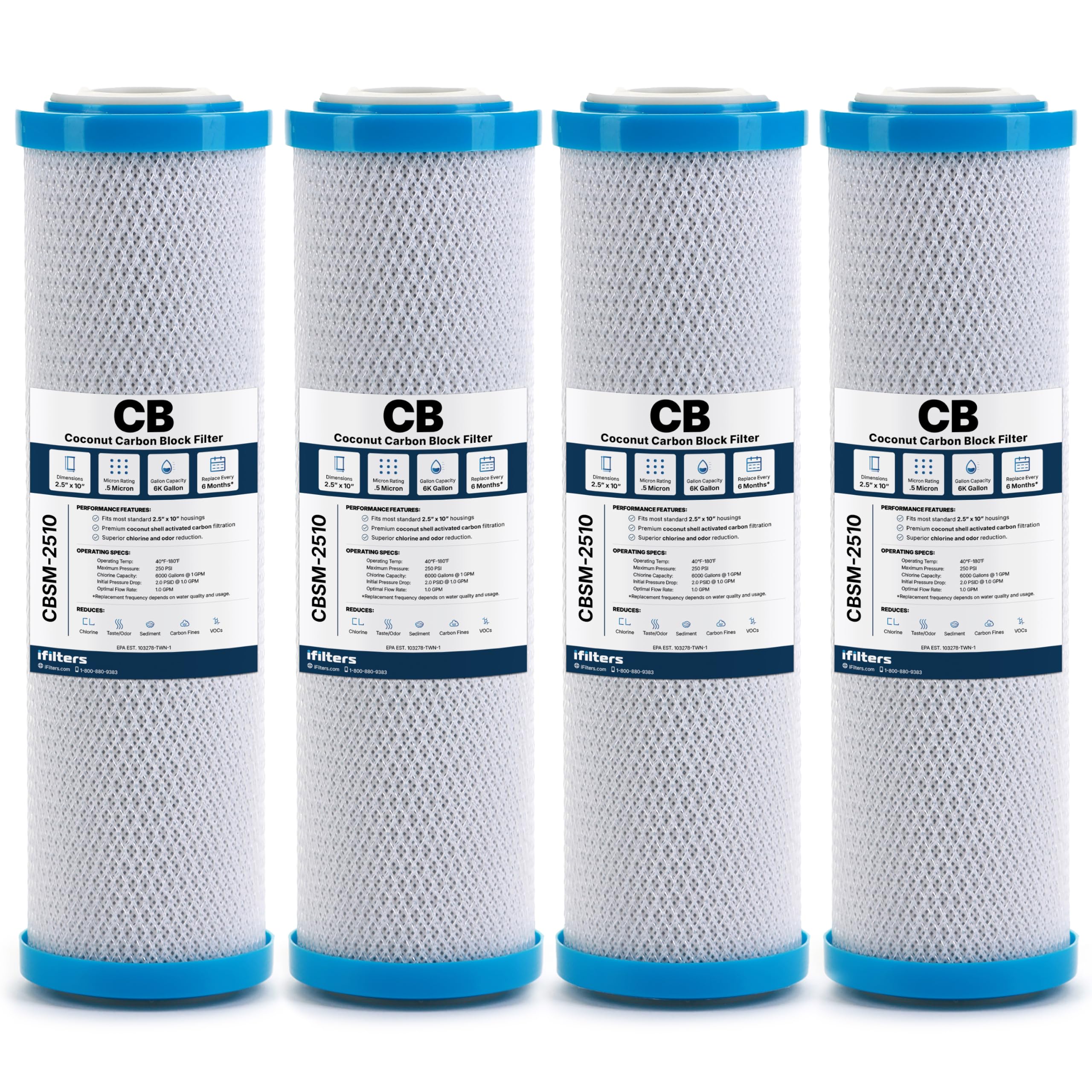 iFilters 0.5 Micron Under Sink Water Filter CBSM-2510, 2.5 x 10-4 Pack