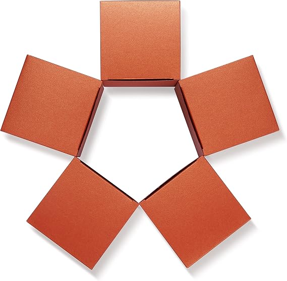 Quotidian Caramel Paper Glitter Gift Boxes with Lids 2x2x2 in, 12 Count