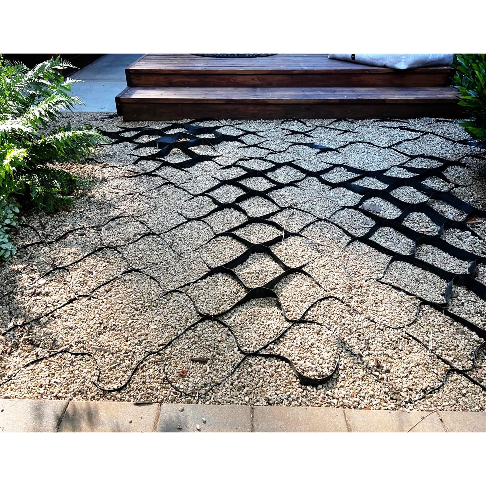 Geosiatka, Czarna podstawa geosiatki z polipropylenu na patio i kostki brukowej - stabilizator podłogi do majsterkowania do trawników, betonu, piasku i dróg wejściowych, kratka podłogowa permeabl