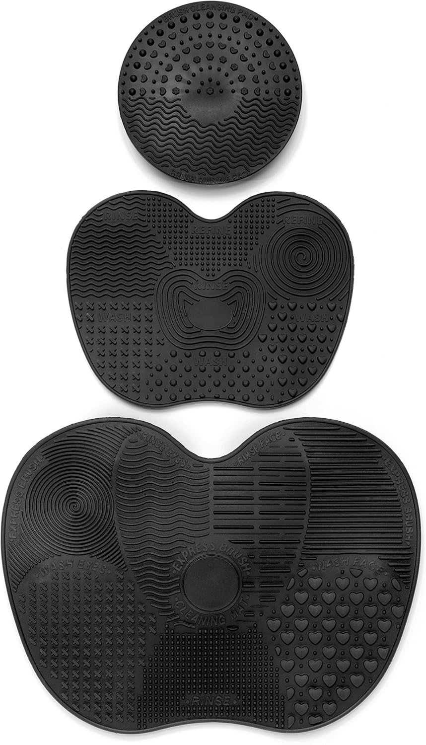Makeup Brush Cleaning Mats, Set of 3; Large, Medium, and Small Mats Portable and