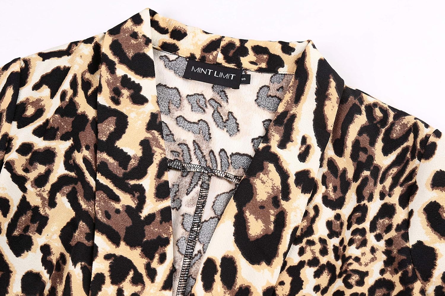 Unifizz Womens Blazers Open Front 3/4 Sleeve Work Office Jackets Casual Work Blazers #Leopard - Size S#