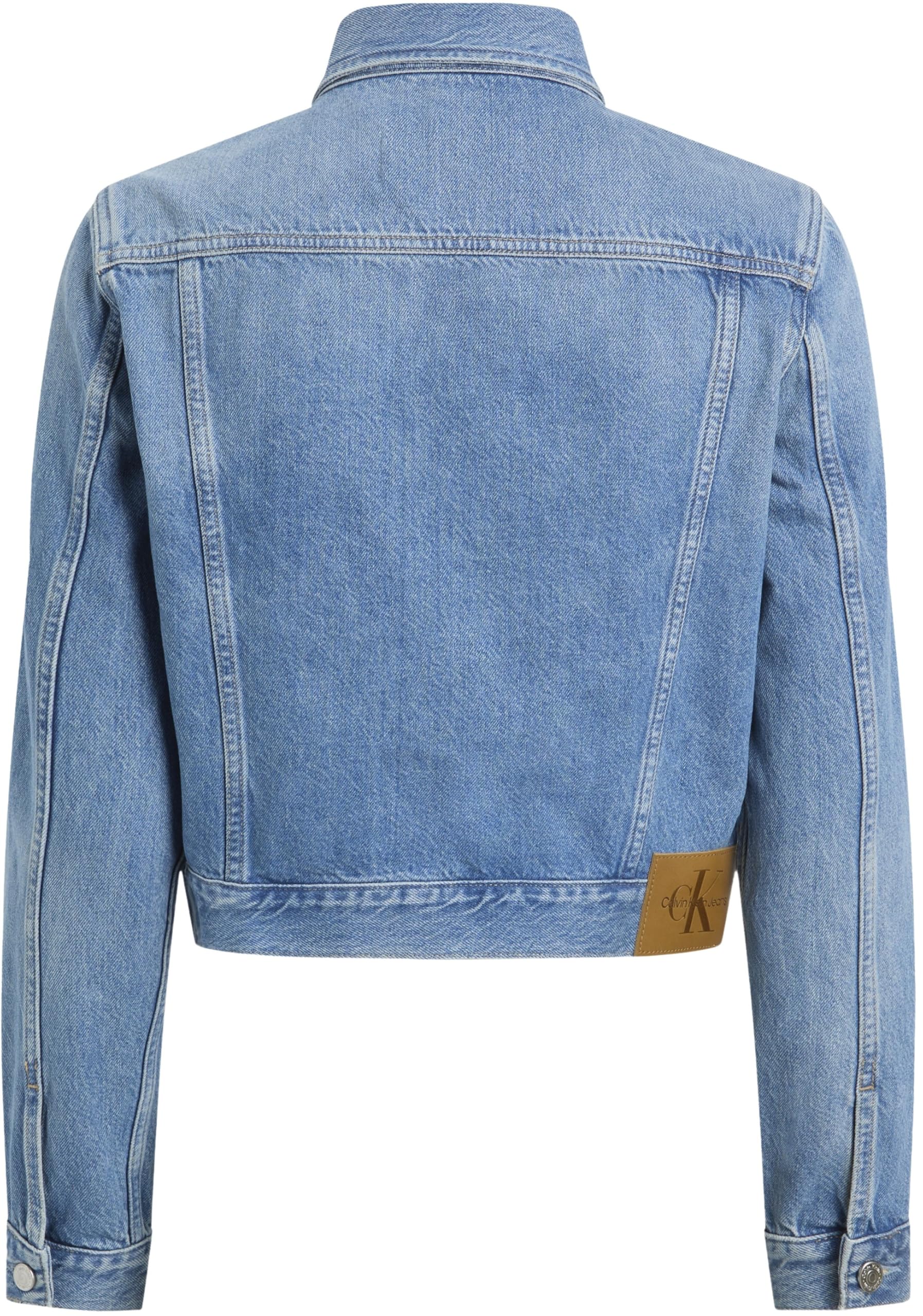 Calvin Klein Donna Giacca in Jeans Cropped 90’S Denim Trucker con Taschini sul Petto