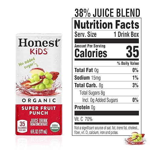 Miniatura 2 de Honest Kids Super Fruit Punch, bebida de jugo orgánico, cajas de jugo de 6 onzas líquidas, 6 onzas líquidas (paquete de 40)