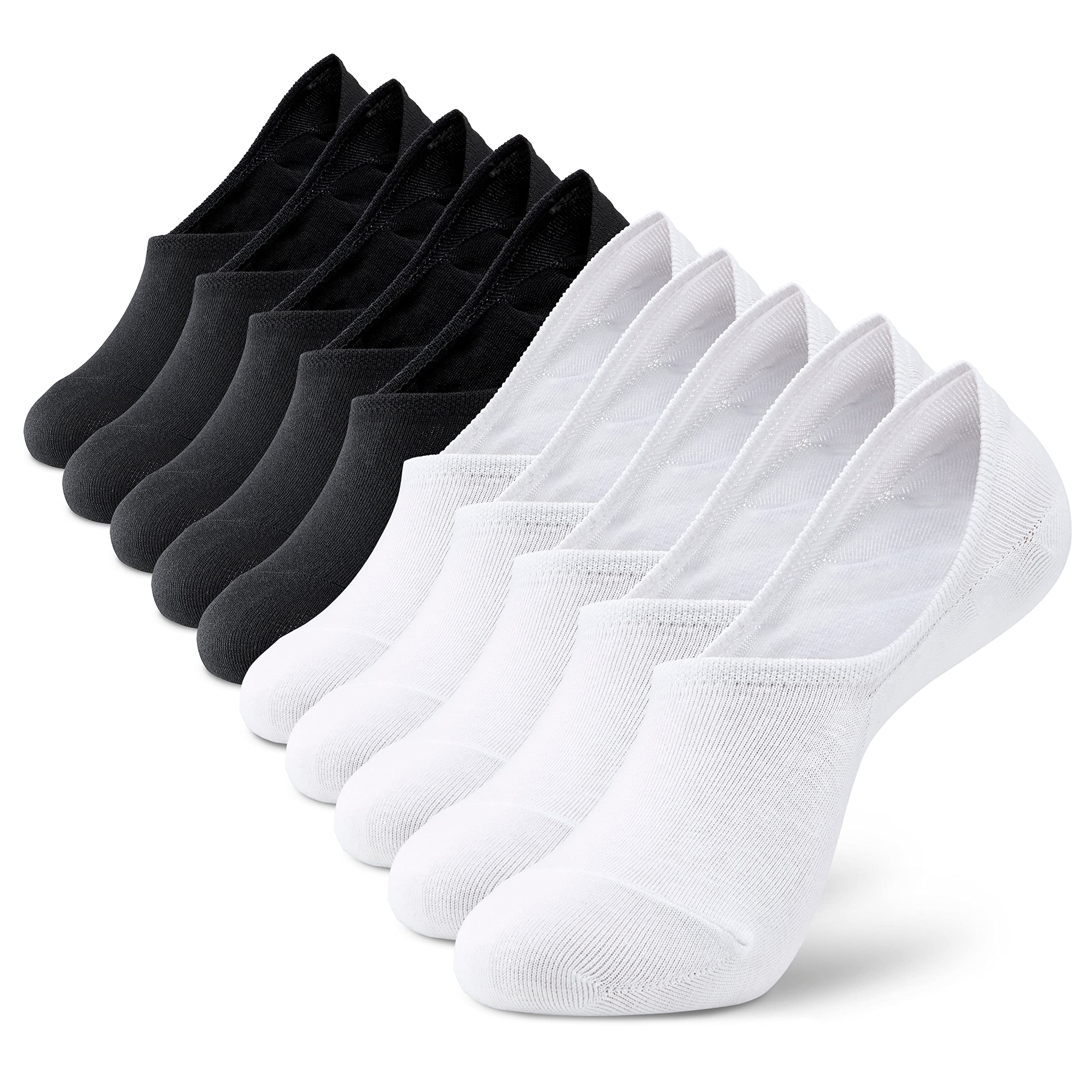 MONFOOT Men's/Women's 10 Pairs Invisible No Show Non slip Socks, Multipack