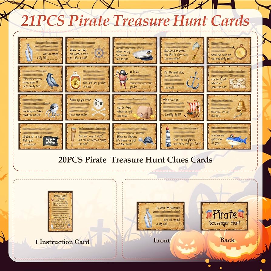 amazon-com-hmjkl-pirate-scavenger-hunt-clue-cards-halloween-scavenger-hunt-games-for-adults-holiday-birthday-party-supplies-activities-outdoor-indoor-21-clues-cards-with-envelopes-02-toys-games for Free Printable Pirate Treasure Hunt Clues Amazon.com: HMJKL Pirate Scavenger Hunt Clue Cards, Halloween Scavenger Hunt Games for Adults, Holiday Birthday Party Supplies Activities Outdoor Indoor(21 Clues Cards with Envelopes), 02 : Toys & Games for Free Printable Pirate Treasure Hunt Clues