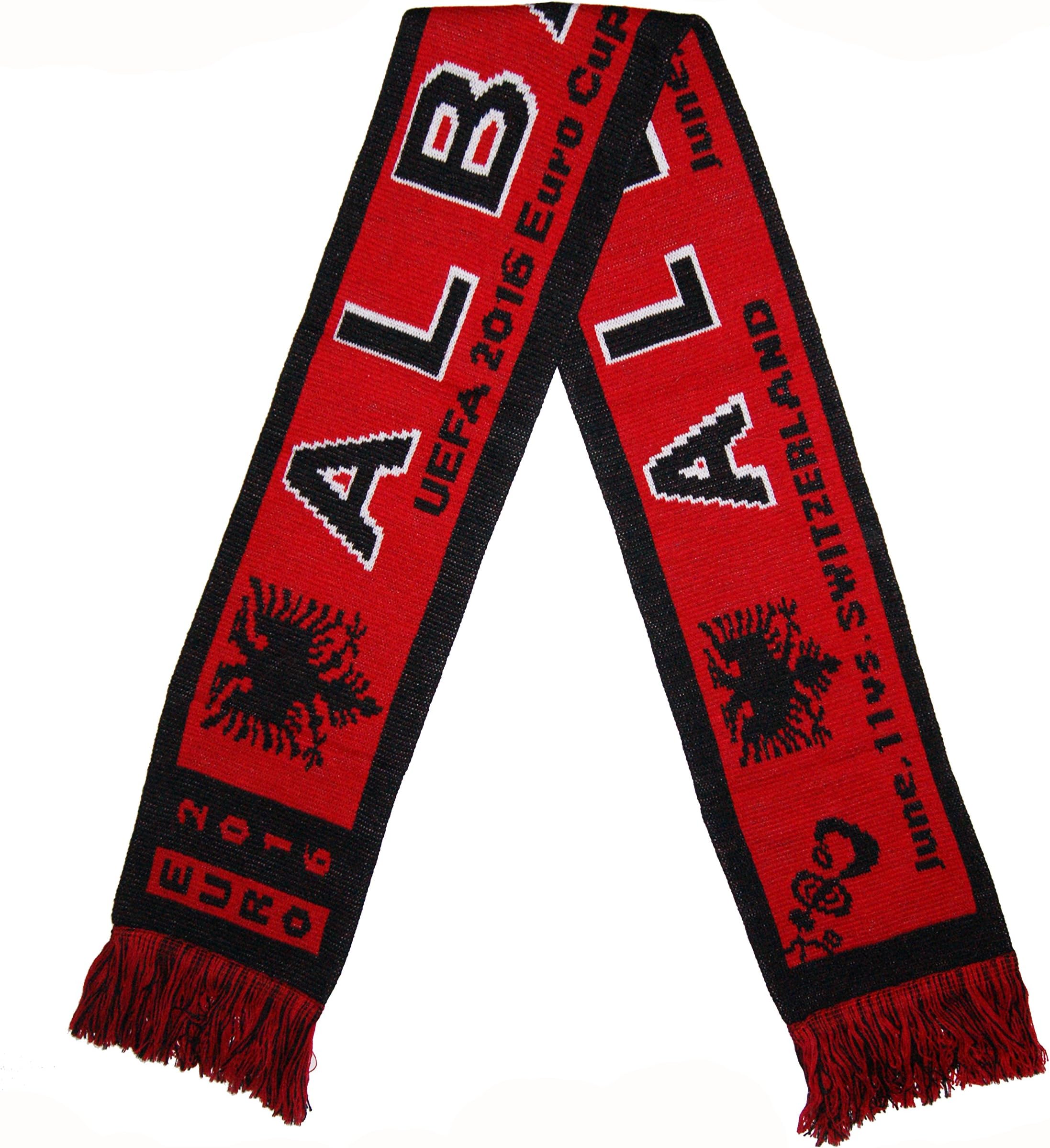Albania 2016 Euro Cup Acrylic Knitted Soccer Scarf Black/Red