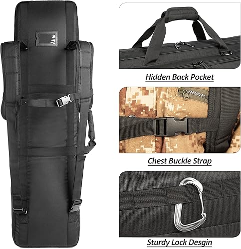 Miniatura 3 de Estuche de rifle largo doble para pistola con correa de hombro bala para llevar pistola R ifle caso para caza tiro