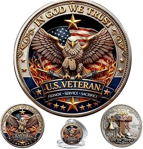 1776-2026 Patriotic Collectible Coin, Double-Sided Eagle Style Challenge Token, Decorative Keepsake Gift for Collectors, Veterans and Display Cases (1PC) - View 2