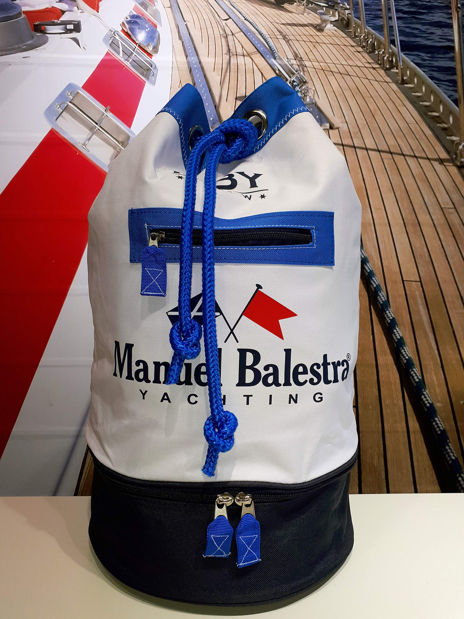 Sacca Marinaio Portofino con doppio-fondo e spallacci per uso a zaino (Caribbean Azure)