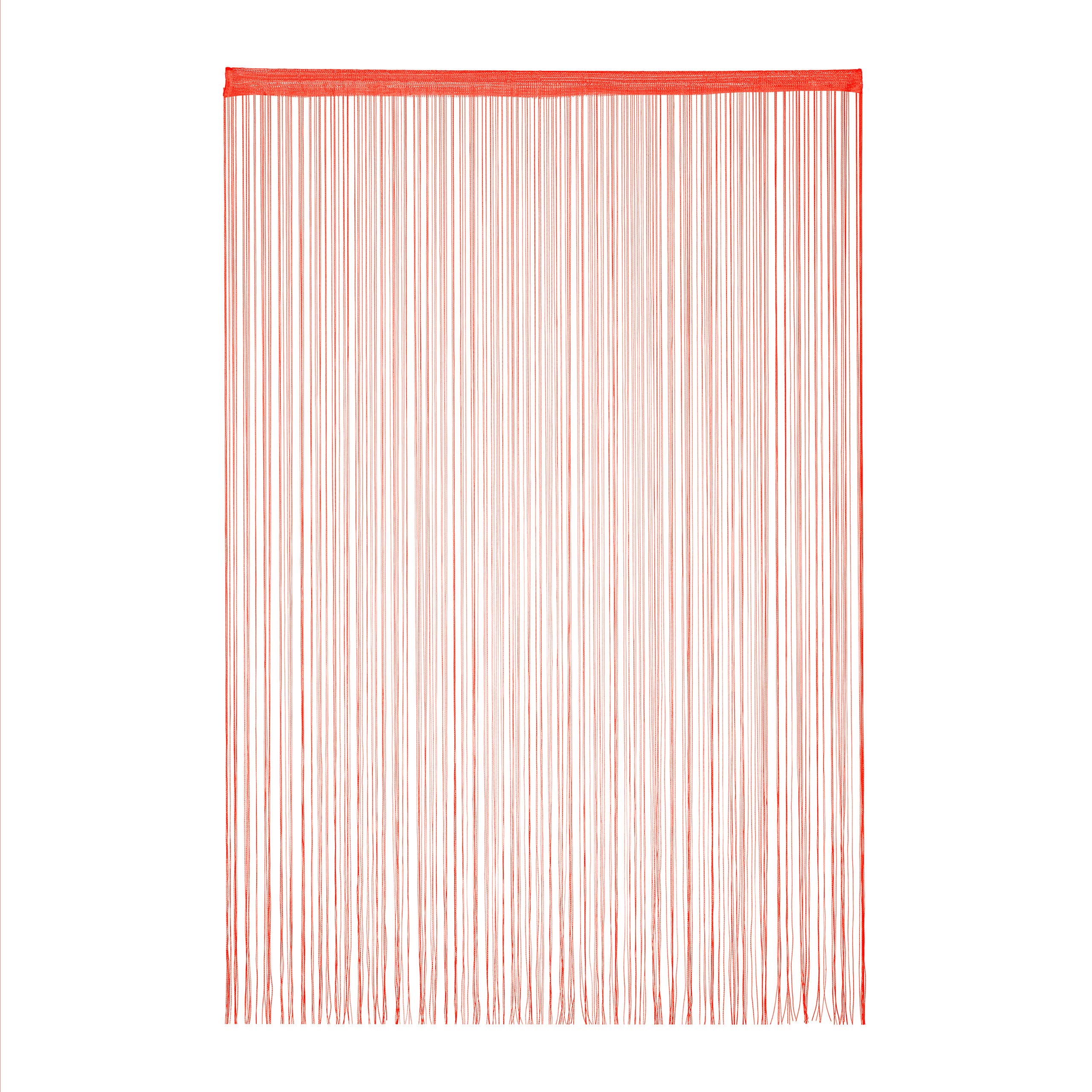 Relaxdays Tenda a Fili, 145 x 245 cm, con Passante, per Porte e Finestre, a Frange Accorciabili, Lavabile, Rosso