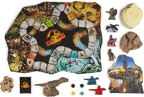 Miniatura 7 de Spin Master Games, Jurassic World Dominion, Stomp N' Smash - Juego de mesa con arena cinética, juguete sensorial de dinosaurio Jurassic Park,