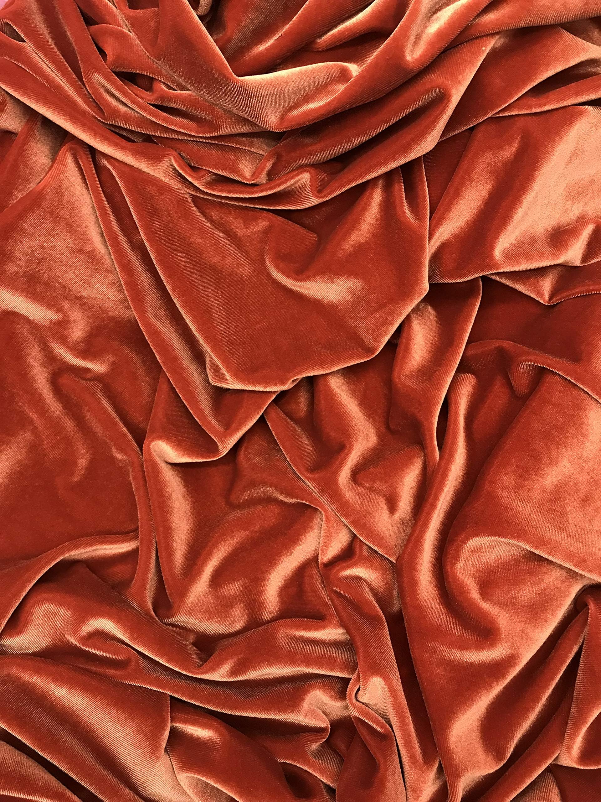 Stretch Velvet Fabric by The Yard Rust