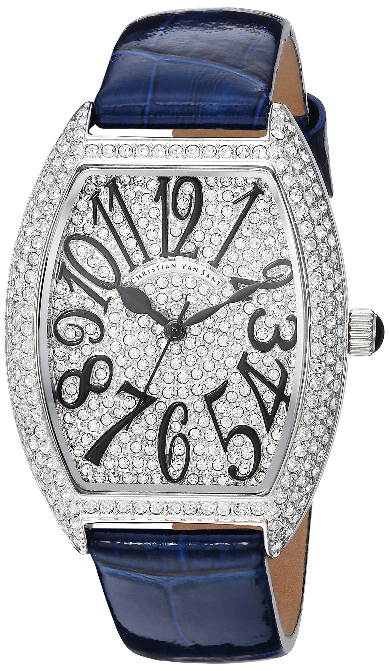 Christian Van Sant Women's Elegant Quartz Watch with Leather Strap, Blue, 15 (Model: CV4821)