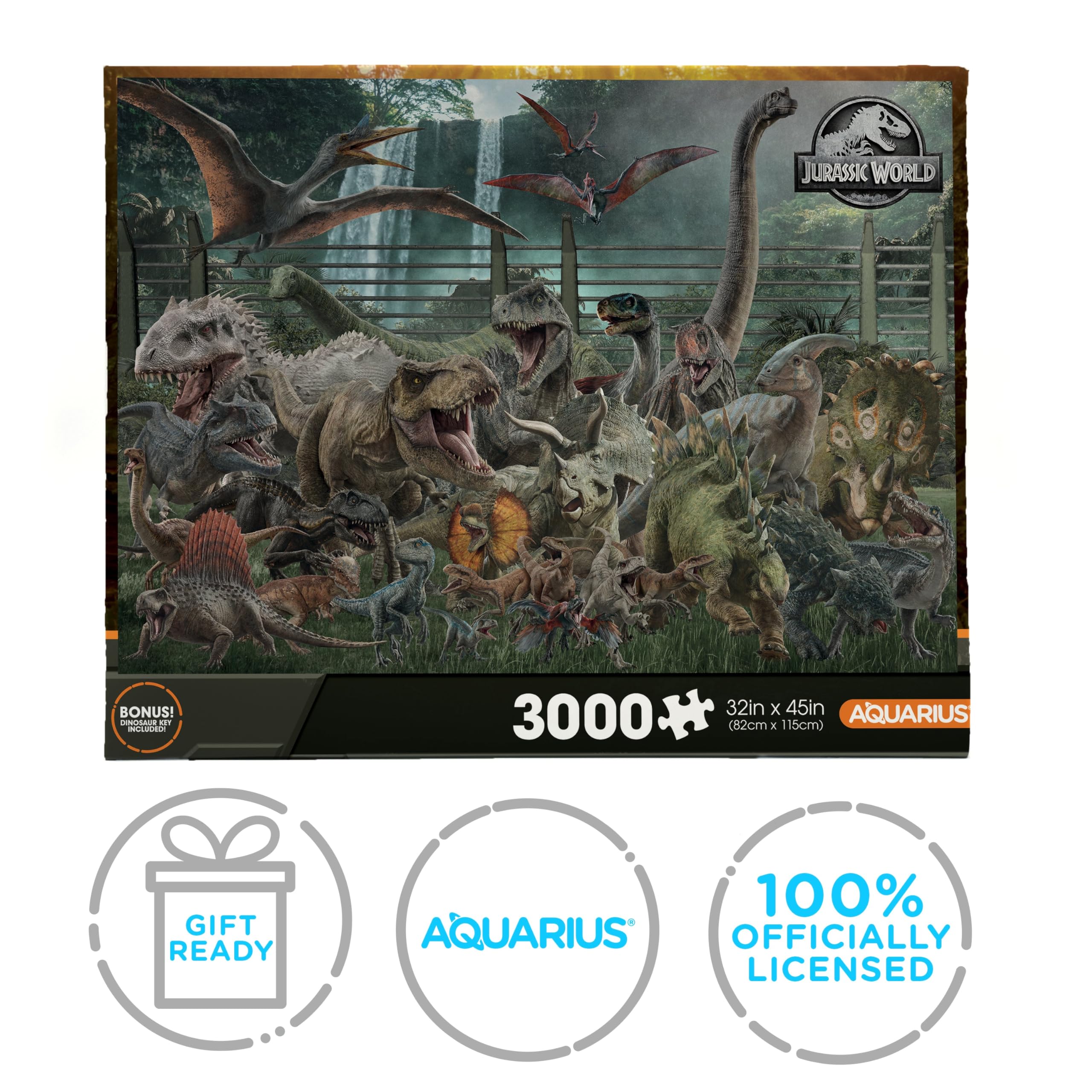Aquarius Jurassic World - Puzzle de 3000 pièces (Puzzle de 3000 pièces) - Anti-reflet - Ajustement précis - Produit sous Licence Officielle Jurassic World - 107,7 x 89,9 cm