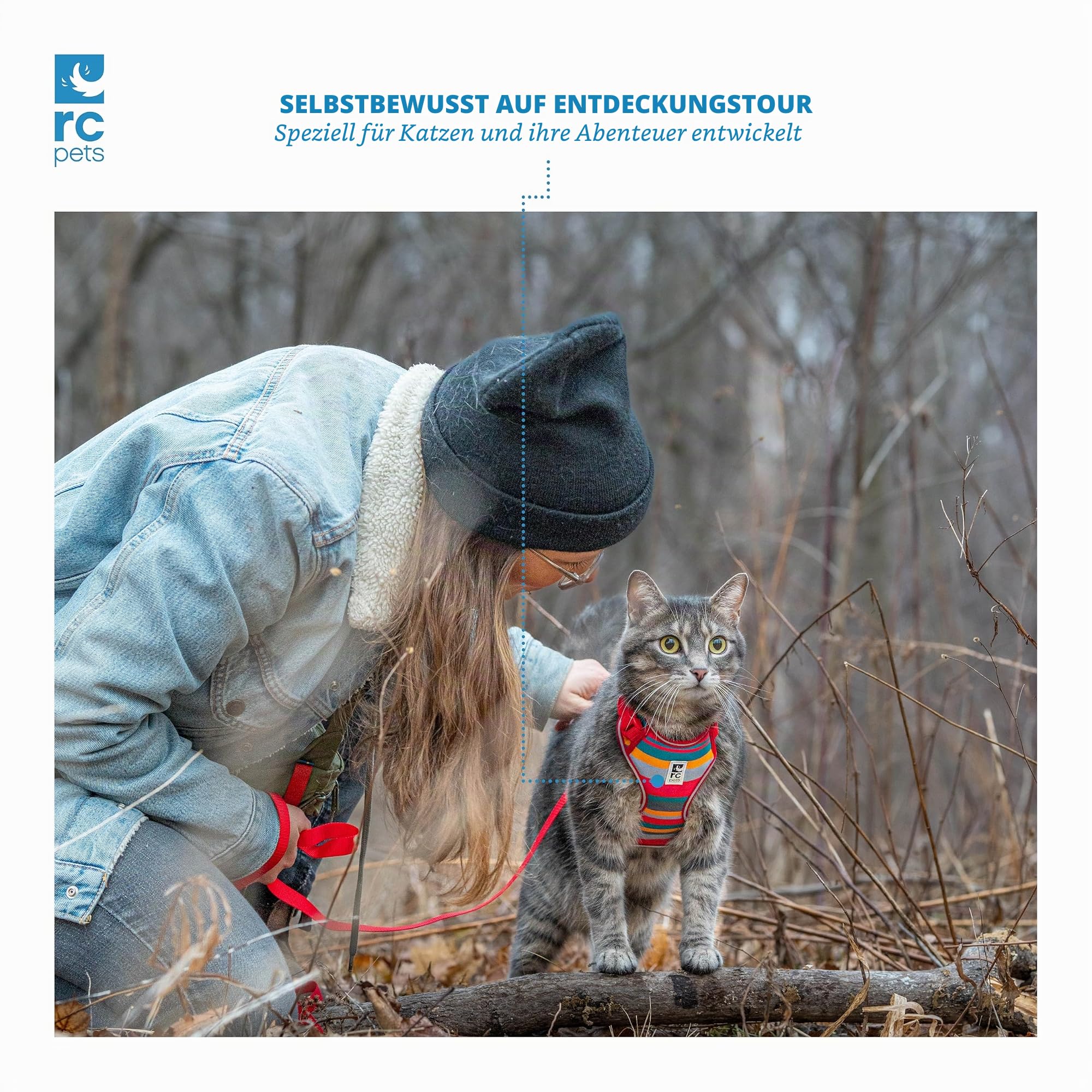 RC Pets Adventure Kitty Geschirr mit verstellbarem Airmesh-Gewebe, 1,8 m Leine und D-Ring, Katzengeschirr, Schwarz, Größe M