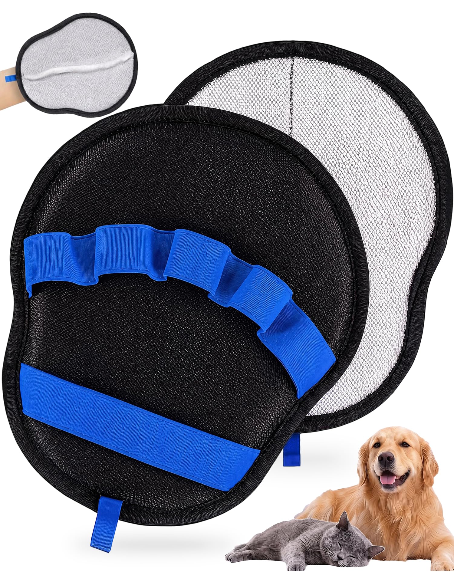 Yootiko Pet Hair Removal Reusable 5-Finger Grooming Mitt Electrostatic Deshedding Gloves for Dogs Cats Sofa Carpet Furniture Clothes Bed Easy to Clean (Blue)