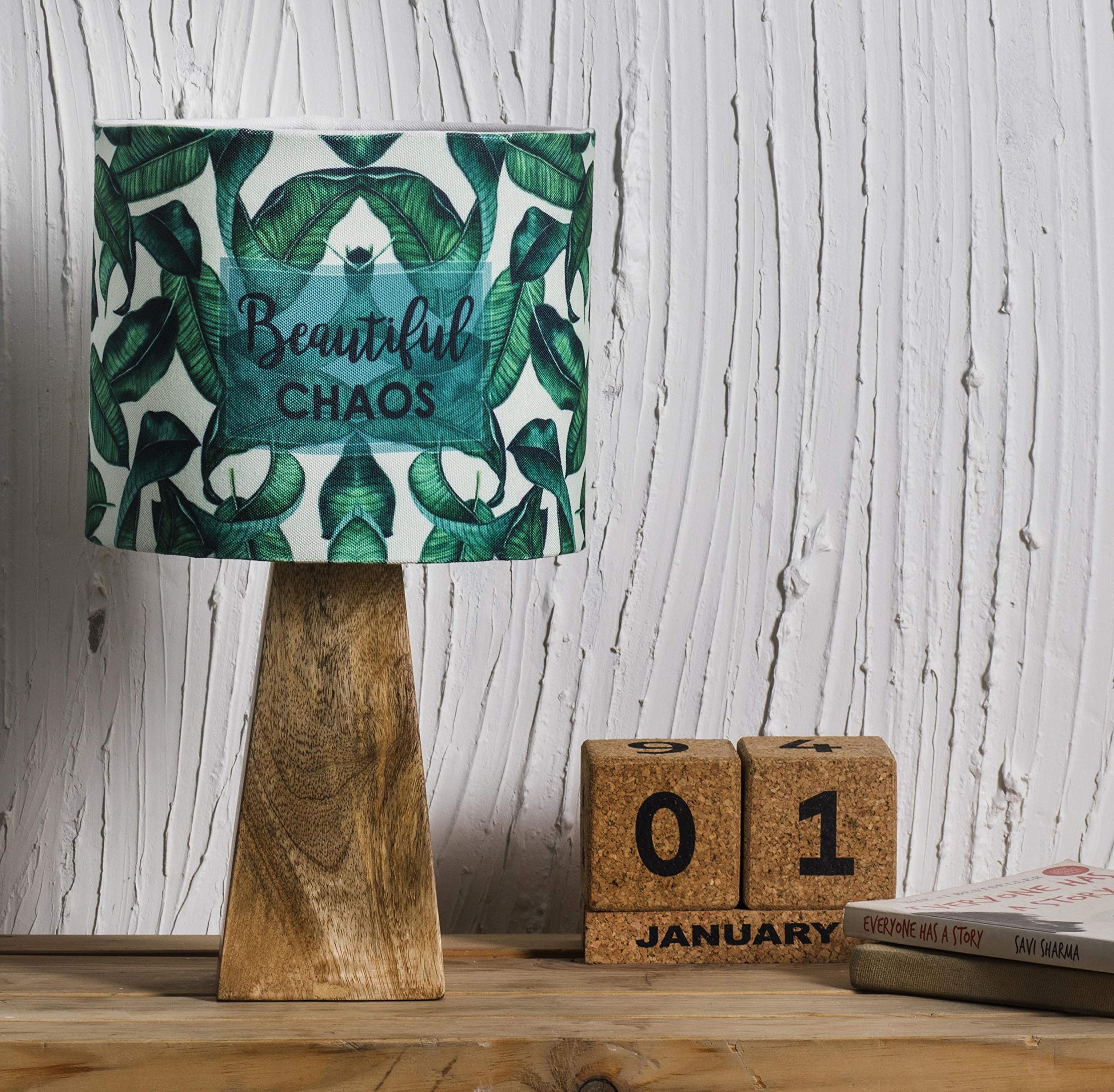 Beautiful Chaos Wooden Shade Square Base Night Lamp (Green)-image-0