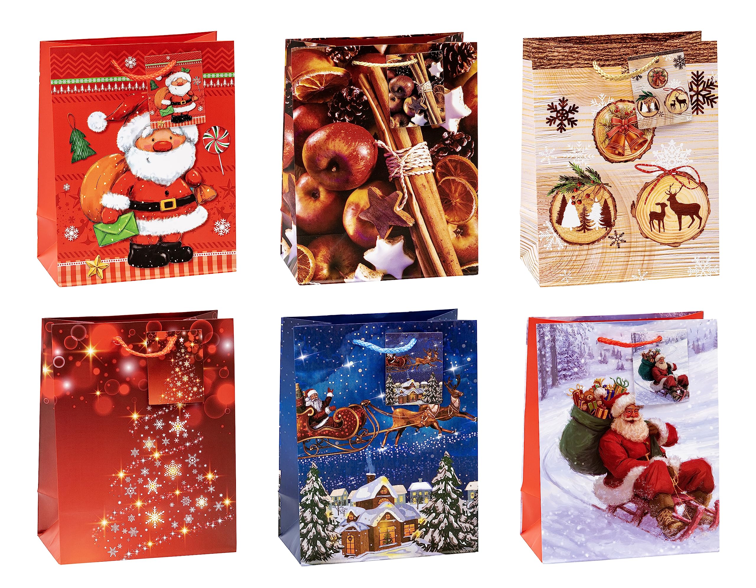 TSI 84017 Gift Bags Christmas No 7, Pack of 12, Size: Medium (7 x 4 x 9 inch)