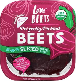 Love Beets Organic Pickled Sliced Beets, 6.5 oz - Ready-to-Eat, Fresh, Slightly Sweet Root Beets